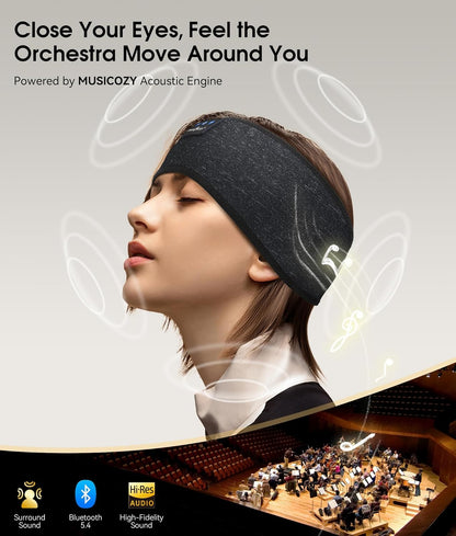 Sleep Headphones Bluetooth 5.2 Headband, Sports Wireless Earphones Music Sleeping Eye Mask Earbuds with HD Stereo Speaker for Mom Women Men Teen Running Cool Gadgets Unique Gifts