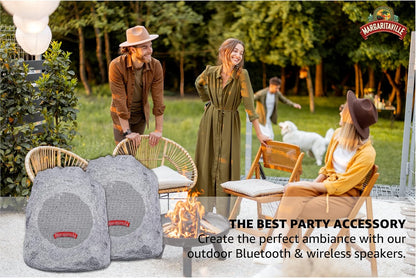 Margaritaville Outdoor Rock Bluetooth Wireless Speaker | Durable Bluetooth Speakers, Fantastic Yard or Patio Decor, IPX-4 Waterproof Rated, Granite Grey “On the Rock”