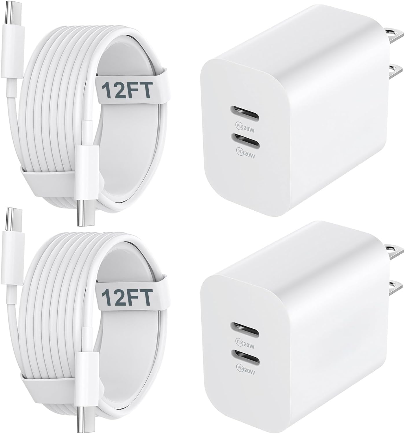 Iphone 15 Charger Fast Charging[Mfi Certified], 20W Dual Port USB C Fast Charger Block with 10FT Long USB C to C Charging Cable Cord for Iphone 15 Pro Max/15 Pro/15/15 Plus,Ipad Pro 12.9"/11",Ipad Air