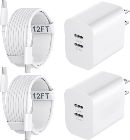 Iphone 15 Charger Fast Charging[Mfi Certified], 20W Dual Port USB C Fast Charger Block with 10FT Long USB C to C Charging Cable Cord for Iphone 15 Pro Max/15 Pro/15/15 Plus,Ipad Pro 12.9"/11",Ipad Air