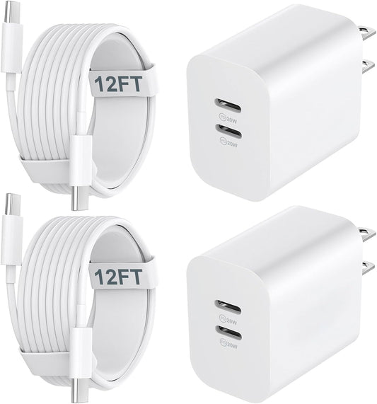 Iphone 15 Charger Fast Charging[Mfi Certified], 20W Dual Port USB C Fast Charger Block with 10FT Long USB C to C Charging Cable Cord for Iphone 15 Pro Max/15 Pro/15/15 Plus,Ipad Pro 12.9"/11",Ipad Air