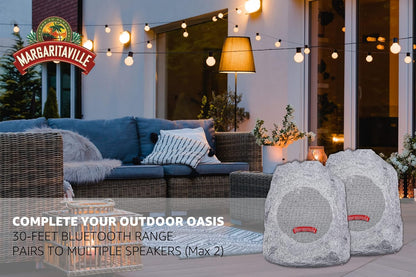 Margaritaville Outdoor Rock Bluetooth Wireless Speaker | Durable Bluetooth Speakers, Fantastic Yard or Patio Decor, IPX-4 Waterproof Rated, Granite Grey “On the Rock”