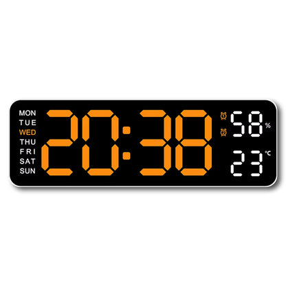 Large LED Digital Wall Clock – With Temperature, Humidity & Week Display