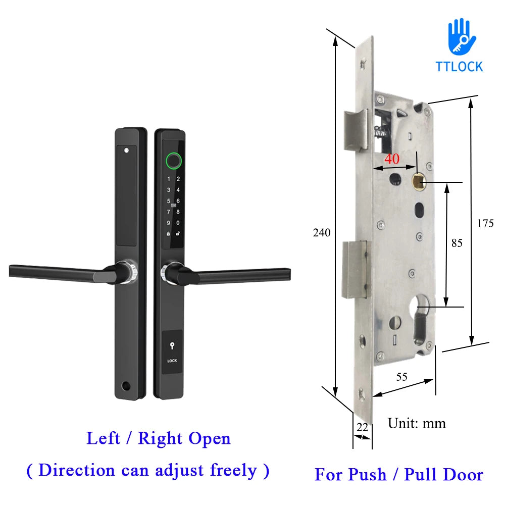 Waterproof Smart Lock – Fingerprint, Password & Card Access for Sliding Doors